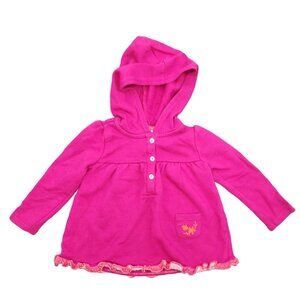 Baby Girls Pink Ralph Lauren Chaps Hoodie Sweatshirt Blouse 9 Months Ruffle Hem